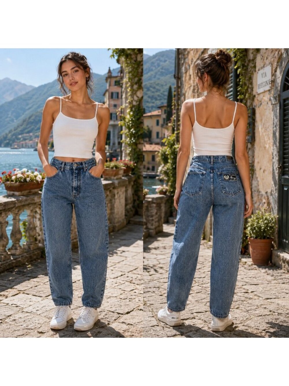 Paparazzi Made in Italy Barrel Leg Jeans Womens 16 Vintage 90s Button Fly RARE